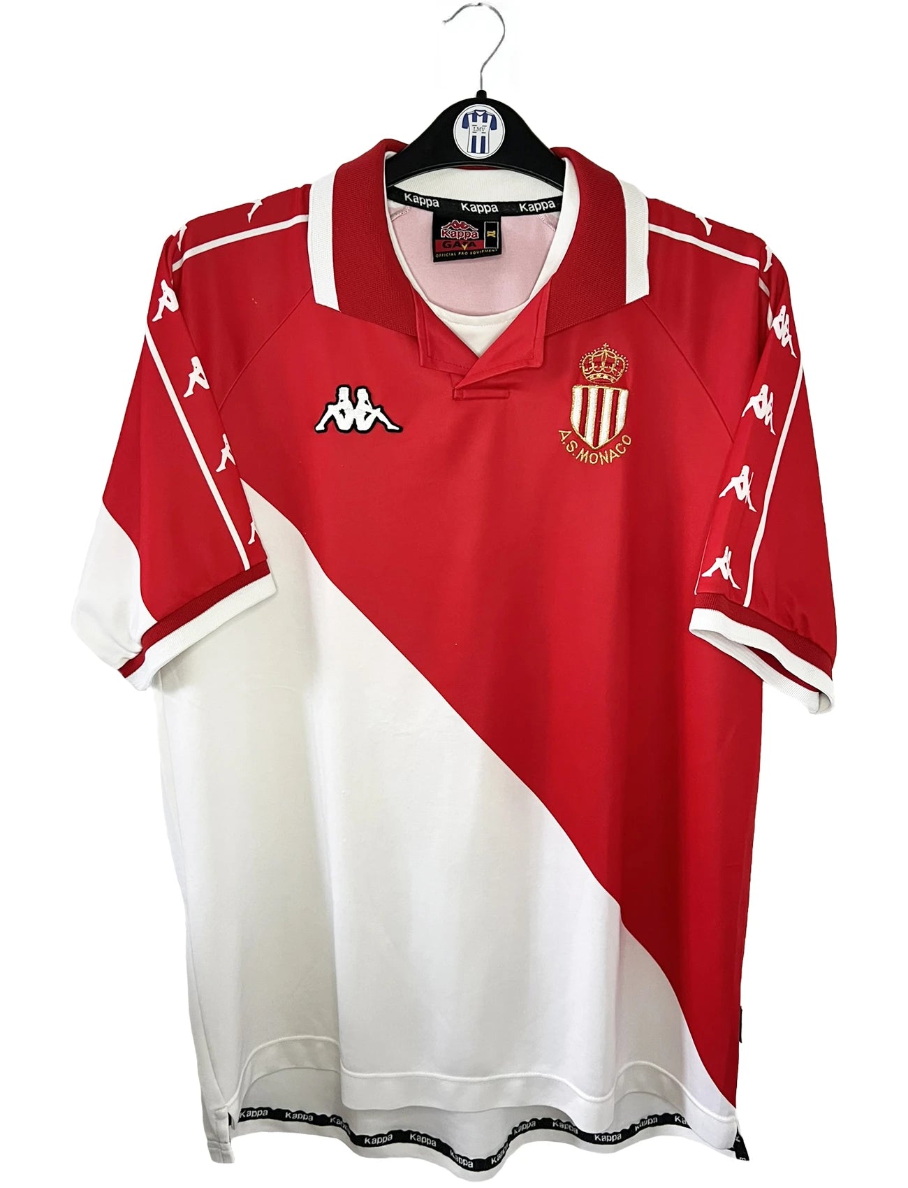 Maillot de foot rétro/vintage authentique rouge et blanc Kappa AS Monaco domicile 2000-2001