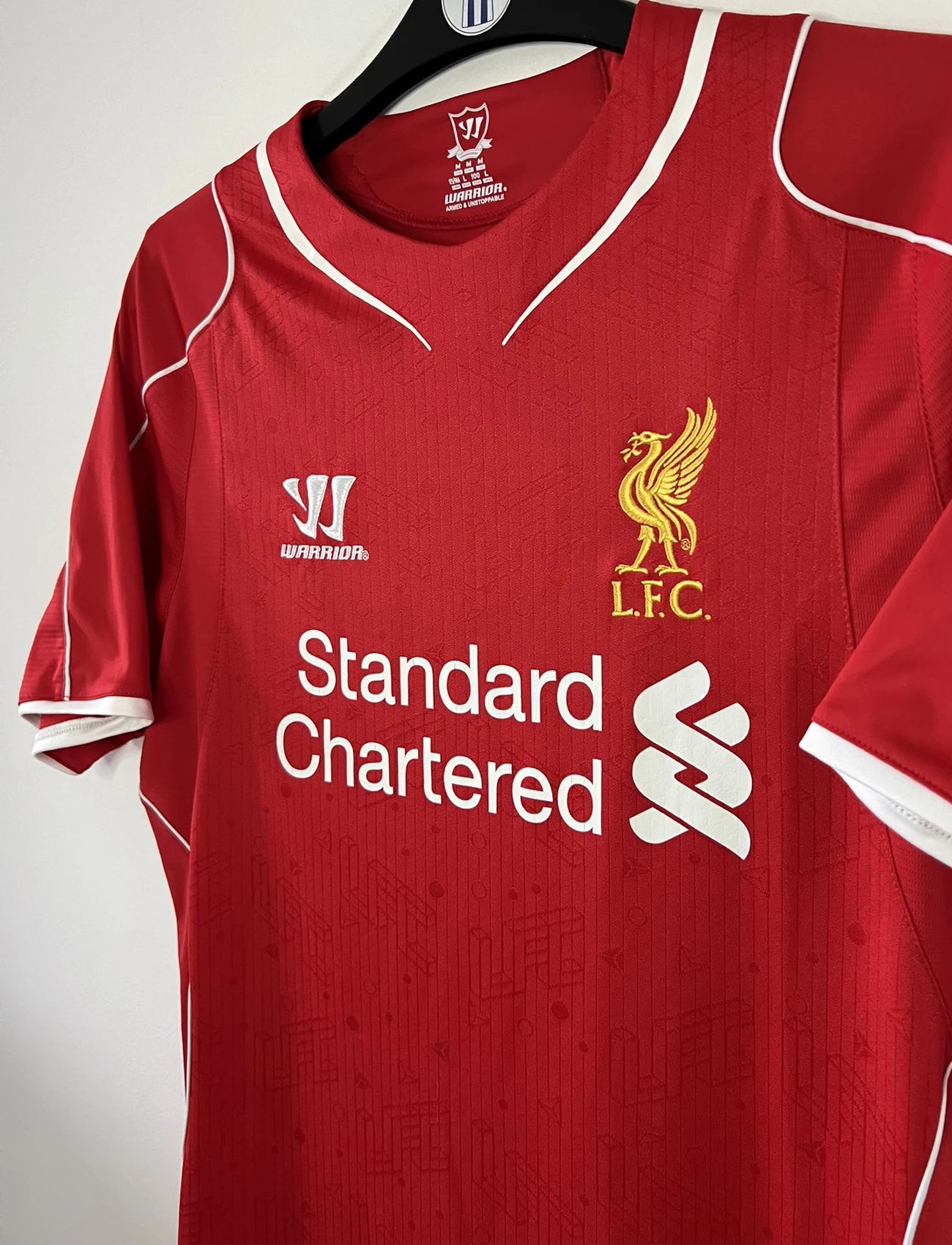 Maillot de foot rétro/vintage authentique rouge warrior Liverpool domicile 2014-2015 Balotelli flocage